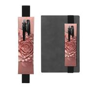 FJWSLCH Adjustable Pen Holder Elastic Band Pencil Pouch Clip PU Leather Pen Sleeve Pouch for Hardcover Journals Rose Gold Pencil Holder for Notebook, Hold 2-3 Pens, Black