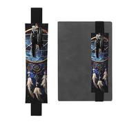 FJWSLCH Adjustable Pen Holder Elastic Band Pencil Pouch Clip PU Leather Pen Sleeve Pouch for Hardcover Journals White fantasy dream catcher Pencil Holder for Notebook, Hold 2-3 Pens, Black
