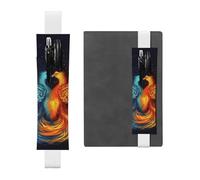 FJWSLCH Adjustable Pen Holder Elastic Band Pencil Pouch Clip PU Leather Pen Sleeve Pouch for Hardcover Journals Fire and Water Phoenix Pencil Holder for Notebook, Hold 2-3 Pens, White