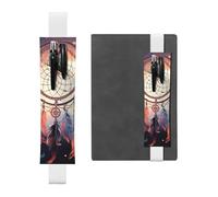 FJWSLCH Adjustable Pen Holder Elastic Band Pencil Pouch Clip PU Leather Pen Sleeve Pouch for Hardcover Journals Native American Dream Catcher Pencil Holder for Notebook, Hold 2-3 Pens, White
