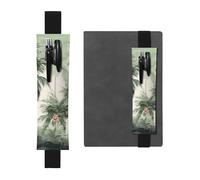 FJWSLCH Adjustable Pen Holder Elastic Band Pencil Pouch Clip PU Leather Pen Sleeve Pouch for Hardcover Journals Tropical Palm Trees Pencil Holder for Notebook, Hold 2-3 Pens, Black