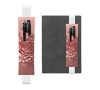 FJWSLCH Adjustable Pen Holder Elastic Band Pencil Pouch Clip PU Leather Pen Sleeve Pouch for Hardcover Journals Rose Gold Pencil Holder for Notebook, Hold 2-3 Pens, White