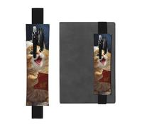 FJWSLCH Adjustable Pen Holder Elastic Band Pencil Pouch Clip PU Leather Pen Sleeve Pouch for Hardcover Journals Cute Cat Sing Christmas Carols Pencil Holder for Notebook, Hold 2-3 Pens, Black
