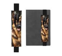 FJWSLCH Adjustable Pen Holder Elastic Band Pencil Pouch Clip PU Leather Pen Sleeve Pouch for Hardcover Journals German shepherd Pencil Holder for Notebook, Hold 2-3 Pens, Black