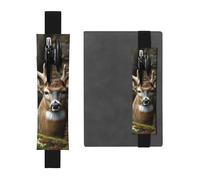 FJWSLCH Adjustable Pen Holder Elastic Band Pencil Pouch Clip PU Leather Pen Sleeve Pouch for Hardcover Journals Camouflage Deer Pencil Holder for Notebook, Hold 2-3 Pens, Black