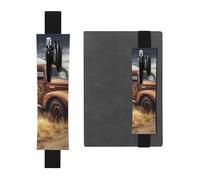 FJWSLCH Adjustable Pen Holder Elastic Band Pencil Pouch Clip PU Leather Pen Sleeve Pouch for Hardcover Journals Old Truck Car Pencil Holder for Notebook, Hold 2-3 Pens, Black