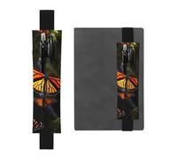 FJWSLCH Adjustable Pen Holder Elastic Band Pencil Pouch Clip PU Leather Pen Sleeve Pouch for Hardcover Journals Monarch Butterflies Pencil Holder for Notebook, Hold 2-3 Pens, Black