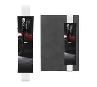 FJWSLCH Adjustable Pen Holder Elastic Band Pencil Pouch Clip PU Leather Pen Sleeve Pouch for Hardcover Journals Speed Sport Car Pencil Holder for Notebook, Hold 2-3 Pens, White