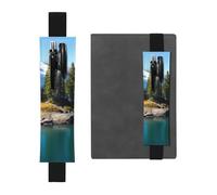 FJWSLCH Adjustable Pen Holder Elastic Band Pencil Pouch Clip PU Leather Pen Sleeve Pouch for Hardcover Journals Spirit Island in Lake Pencil Holder for Notebook, Hold 2-3 Pens, Black