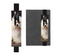 FJWSLCH Adjustable Pen Holder Elastic Band Pencil Pouch Clip PU Leather Pen Sleeve Pouch for Hardcover Journals French Poodle Pencil Holder for Notebook, Hold 2-3 Pens, Black