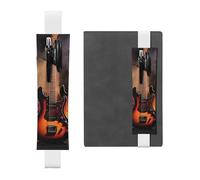 FJWSLCH Adjustable Pen Holder Elastic Band Pencil Pouch Clip PU Leather Pen Sleeve Pouch for Hardcover Journals Cool Electric Guitar Pencil Holder for Notebook, Hold 2-3 Pens, White