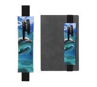 FJWSLCH Adjustable Pen Holder Elastic Band Pencil Pouch Clip PU Leather Pen Sleeve Pouch for Hardcover Journals Marine dolphin Pencil Holder for Notebook, Hold 2-3 Pens, Black