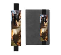 FJWSLCH Adjustable Pen Holder Elastic Band Pencil Pouch Clip PU Leather Pen Sleeve Pouch for Hardcover Journals Squirrel Funny Animal Pencil Holder for Notebook, Hold 2-3 Pens, Black