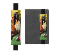 FJWSLCH Adjustable Pen Holder Elastic Band Pencil Pouch Clip PU Leather Pen Sleeve Pouch for Hardcover Journals Beautiful Rooster Hen Pencil Holder for Notebook, Hold 2-3 Pens, Black