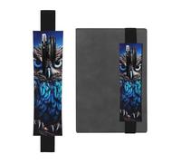 FJWSLCH Adjustable Pen Holder Elastic Band Pencil Pouch Clip PU Leather Pen Sleeve Pouch for Hardcover Journals Blue Owl Pencil Holder for Notebook, Hold 2-3 Pens, Black