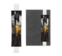 FJWSLCH Adjustable Pen Holder Elastic Band Pencil Pouch Clip PU Leather Pen Sleeve Pouch for Hardcover Journals Bald Eagle Pencil Holder for Notebook, Hold 2-3 Pens, White