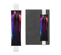 FJWSLCH Adjustable Pen Holder Elastic Band Pencil Pouch Clip PU Leather Pen Sleeve Pouch for Hardcover Journals Rainbow Neon Pencil Holder for Notebook, Hold 2-3 Pens, White