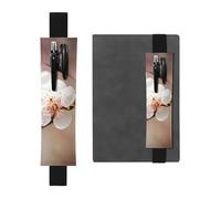 FJWSLCH Adjustable Pen Holder Elastic Band Pencil Pouch Clip PU Leather Pen Sleeve Pouch for Hardcover Journals Cherry Blossom Pencil Holder for Notebook, Hold 2-3 Pens, Black