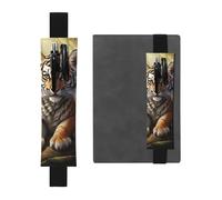FJWSLCH Adjustable Pen Holder Elastic Band Pencil Pouch Clip PU Leather Pen Sleeve Pouch for Hardcover Journals Jungle Tigers Cub Pencil Holder for Notebook, Hold 2-3 Pens, Black