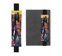FJWSLCH Adjustable Pen Holder Elastic Band Pencil Pouch Clip PU Leather Pen Sleeve Pouch for Hardcover Journals Colorful Elephant Pencil Holder for Notebook, Hold 2-3 Pens, Black