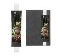 FJWSLCH Adjustable Pen Holder Elastic Band Pencil Pouch Clip PU Leather Pen Sleeve Pouch for Hardcover Journals Peace Tree Frog Pencil Holder for Notebook, Hold 2-3 Pens, White