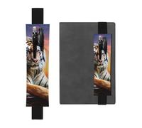 FJWSLCH Adjustable Pen Holder Elastic Band Pencil Pouch Clip PU Leather Pen Sleeve Pouch for Hardcover Journals Tiger Colorful Sunset Pencil Holder for Notebook, Hold 2-3 Pens, Black