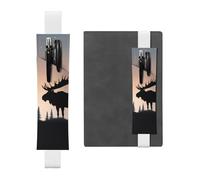 FJWSLCH Adjustable Pen Holder Elastic Band Pencil Pouch Clip PU Leather Pen Sleeve Pouch for Hardcover Journals Moose Mountain Pine Tree Pencil Holder for Notebook, Hold 2-3 Pens, White