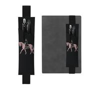 FJWSLCH Adjustable Pen Holder Elastic Band Pencil Pouch Clip PU Leather Pen Sleeve Pouch for Hardcover Journals Dressage Dressage Rider Horse Pencil Holder for Notebook, Hold 2-3 Pens, Black