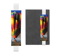 FJWSLCH Adjustable Pen Holder Elastic Band Pencil Pouch Clip PU Leather Pen Sleeve Pouch for Hardcover Journals Hot Air Balloons Pencil Holder for Notebook, Hold 2-3 Pens, White