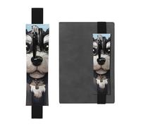 FJWSLCH Adjustable Pen Holder Elastic Band Pencil Pouch Clip PU Leather Pen Sleeve Pouch for Hardcover Journals adorable schnauzer Pencil Holder for Notebook, Hold 2-3 Pens, Black