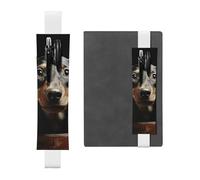 FJWSLCH Adjustable Pen Holder Elastic Band Pencil Pouch Clip PU Leather Pen Sleeve Pouch for Hardcover Journals Cute Pad Dachshund Pencil Holder for Notebook, Hold 2-3 Pens, White