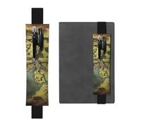 FJWSLCH Adjustable Pen Holder Elastic Band Pencil Pouch Clip PU Leather Pen Sleeve Pouch for Hardcover Journals Middle Earth Map Pencil Holder for Notebook, Hold 2-3 Pens, Black