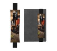 FJWSLCH Adjustable Pen Holder Elastic Band Pencil Pouch Clip PU Leather Pen Sleeve Pouch for Hardcover Journals Freight Train Pencil Holder for Notebook, Hold 2-3 Pens, Black