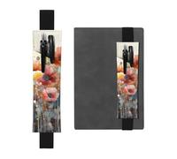 FJWSLCH Adjustable Pen Holder Elastic Band Pencil Pouch Clip PU Leather Pen Sleeve Pouch for Hardcover Journals Watercolor Red Poppy Flowers Pencil Holder for Notebook, Hold 2-3 Pens, Black