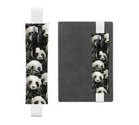 FJWSLCH Adjustable Pen Holder Elastic Band Pencil Pouch Clip PU Leather Pen Sleeve Pouch for Hardcover Journals Panda Graphic Black and White Pencil Holder for Notebook, Hold 2-3 Pens, White