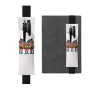 FJWSLCH Adjustable Pen Holder Elastic Band Pencil Pouch Clip PU Leather Pen Sleeve Pouch for Hardcover Journals Runner Swedish Dala Horse Folk Pencil Holder for Notebook, Hold 2-3 Pens, Black