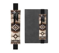 FJWSLCH Adjustable Pen Holder Elastic Band Pencil Pouch Clip PU Leather Pen Sleeve Pouch for Hardcover Journals Native American Pencil Holder for Notebook, Hold 2-3 Pens, Black