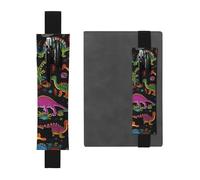 FJWSLCH Adjustable Pen Holder Elastic Band Pencil Pouch Clip PU Leather Pen Sleeve Pouch for Hardcover Journals Cartoon Dinosaur Pencil Holder for Notebook, Hold 2-3 Pens, Black