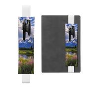FJWSLCH Adjustable Pen Holder Elastic Band Pencil Pouch Clip PU Leather Pen Sleeve Pouch for Hardcover Journals grand teton national park Pencil Holder for Notebook, Hold 2-3 Pens, White