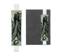 FJWSLCH Adjustable Pen Holder Elastic Band Pencil Pouch Clip PU Leather Pen Sleeve Pouch for Hardcover Journals Green Octopus Pencil Holder for Notebook, Hold 2-3 Pens, White