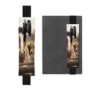 FJWSLCH Adjustable Pen Holder Elastic Band Pencil Pouch Clip PU Leather Pen Sleeve Pouch for Hardcover Journals Collie Dog and Horse Together Pencil Holder for Notebook, Hold 2-3 Pens, Black