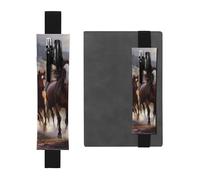 FJWSLCH Adjustable Pen Holder Elastic Band Pencil Pouch Clip PU Leather Pen Sleeve Pouch for Hardcover Journals Horses Pencil Holder for Notebook, Hold 2-3 Pens, Black