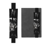 FJWSLCH Adjustable Pen Holder Elastic Band Pencil Pouch Clip PU Leather Pen Sleeve Pouch for Hardcover Journals Black Labrador Puppy Pencil Holder for Notebook, Hold 2-3 Pens, Black