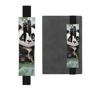 FJWSLCH Adjustable Pen Holder Elastic Band Pencil Pouch Clip PU Leather Pen Sleeve Pouch for Hardcover Journals Cute Animals Pencil Holder for Notebook, Hold 2-3 Pens, Black