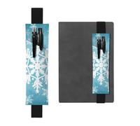 FJWSLCH Adjustable Pen Holder Elastic Band Pencil Pouch Clip PU Leather Pen Sleeve Pouch for Hardcover Journals Winter Snowflake Pencil Holder for Notebook, Hold 2-3 Pens, Black