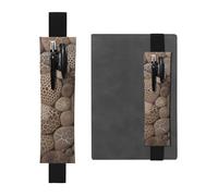 FJWSLCH Adjustable Pen Holder Elastic Band Pencil Pouch Clip PU Leather Pen Sleeve Pouch for Hardcover Journals Petoskey Stone Pencil Holder for Notebook, Hold 2-3 Pens, Black