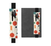 FJWSLCH Adjustable Pen Holder Elastic Band Pencil Pouch Clip PU Leather Pen Sleeve Pouch for Hardcover Journals Modern Mid Century Pencil Holder for Notebook, Hold 2-3 Pens, Black