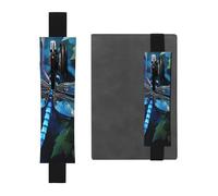 FJWSLCH Adjustable Pen Holder Elastic Band Pencil Pouch Clip PU Leather Pen Sleeve Pouch for Hardcover Journals Art Blue Dragonfly Pencil Holder for Notebook, Hold 2-3 Pens, Black