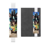 FJWSLCH Adjustable Pen Holder Elastic Band Pencil Pouch Clip PU Leather Pen Sleeve Pouch for Hardcover Journals french bulldog summer Pencil Holder for Notebook, Hold 2-3 Pens, White