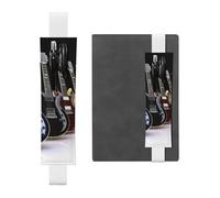FJWSLCH Adjustable Pen Holder Elastic Band Pencil Pouch Clip PU Leather Pen Sleeve Pouch for Hardcover Journals electric guitar Pencil Holder for Notebook, Hold 2-3 Pens, White